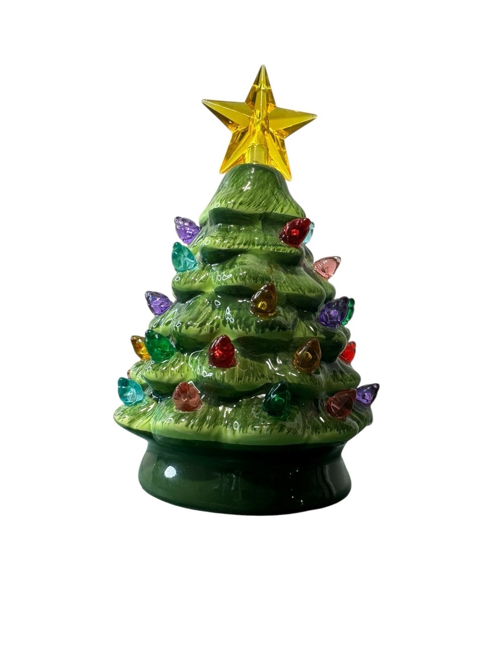 Mr Christmas Lighted Ceramic Tree Ornament with Star Topper Holiday Decor